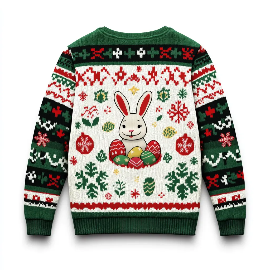 Funny Ugly Christmas Sweater with Easter Bunny Eggs - Perfect for Holiday Parties and Family Gatherings - Festive Gift for Men, Women, and Kids