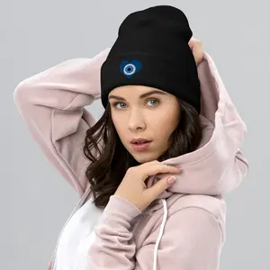 Evil Eye Heart Cuffed Beanie