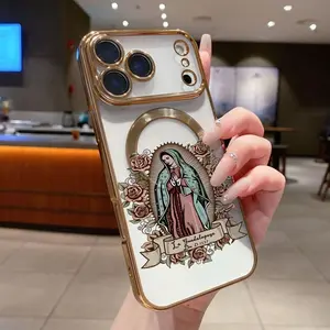 Clear phone case with a Jesus design for iPhone 17/16/15/14/13/12 Pro Max, featuring drop and shock resistance and magnetic closure