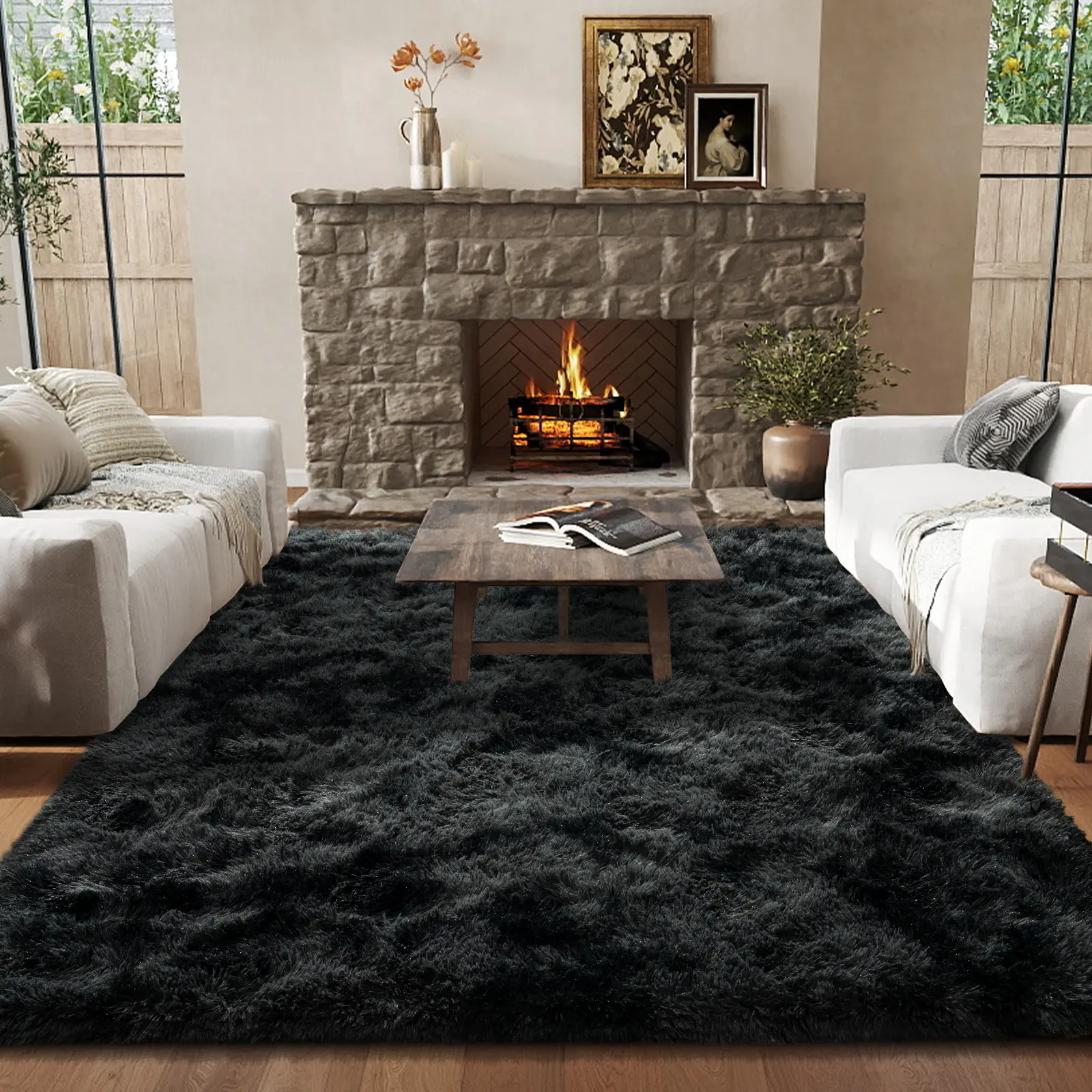 【Back to School】【Dorm Essentials】EIKIONE High-End Plush Rug Soft Anti-Slip Waterproof Stain Resistant Easy Clean Tie-Dye Modern Luxury Style for Living Bedroom Formal Dining Rooms US Local Shipping Premium After-Sales