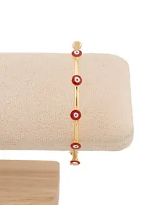 Adjustable Women's Evil Eye Bracelet in Gold Overlay - High-Quality Finish, Symbolic Design, Perfect Fit, Versatile Style, Ideal Gift