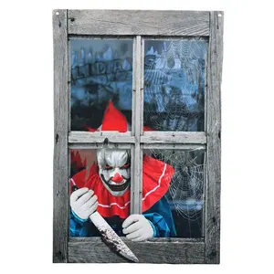 47" Printing Curtain Clown Outside the Window Decoration