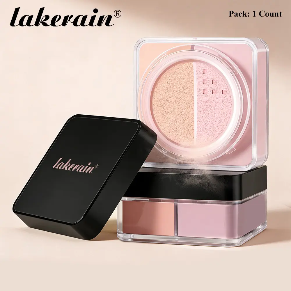 Lakerain Dual Tone Powder, Oil Control Powder, Long-Lasting Makeup, Skin Correction, Oil Absorption, Matte Finish, Fine Texture, No Clumping