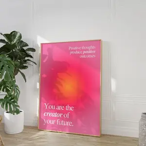 (No Frame) Aura Poster Manifestation Print Pink Orange Aura Quote Trendy Affirmation Positivity Wall Art Pink Trendy