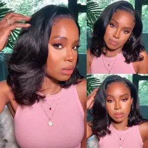 [West Kiss] Pre Cut Glueless Short Bob Wig Ready Go Body Wave 7x4 Closure Bob Wig Pre Bleached Body Wave Glueless Bob Wig Pre Plucked With Baby Hair