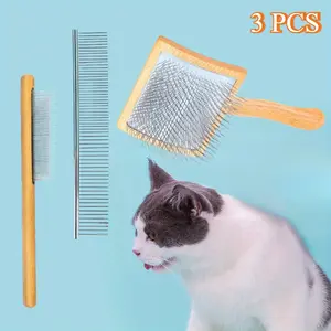 1set Large Dog Brush for Medium or Long Haired Dogs, Long Pin Slicker Brush for Removes Loose Hair, Tangles and Knots, Best Grooming Brush for Small Animals, Halloween and Christmas Gifts
