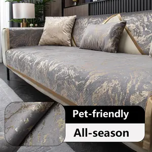 Gold Leaf Pattern Sofa Cover, Couch Cover, Removable Washable Covers, Washable Non-Slip Sofa Slipcover, Soft Comfortable Sofa Protector for Home Living Room and Home Decor
