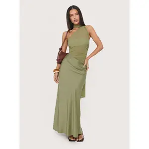 Indiara Halter Mesh Maxi Dress Green