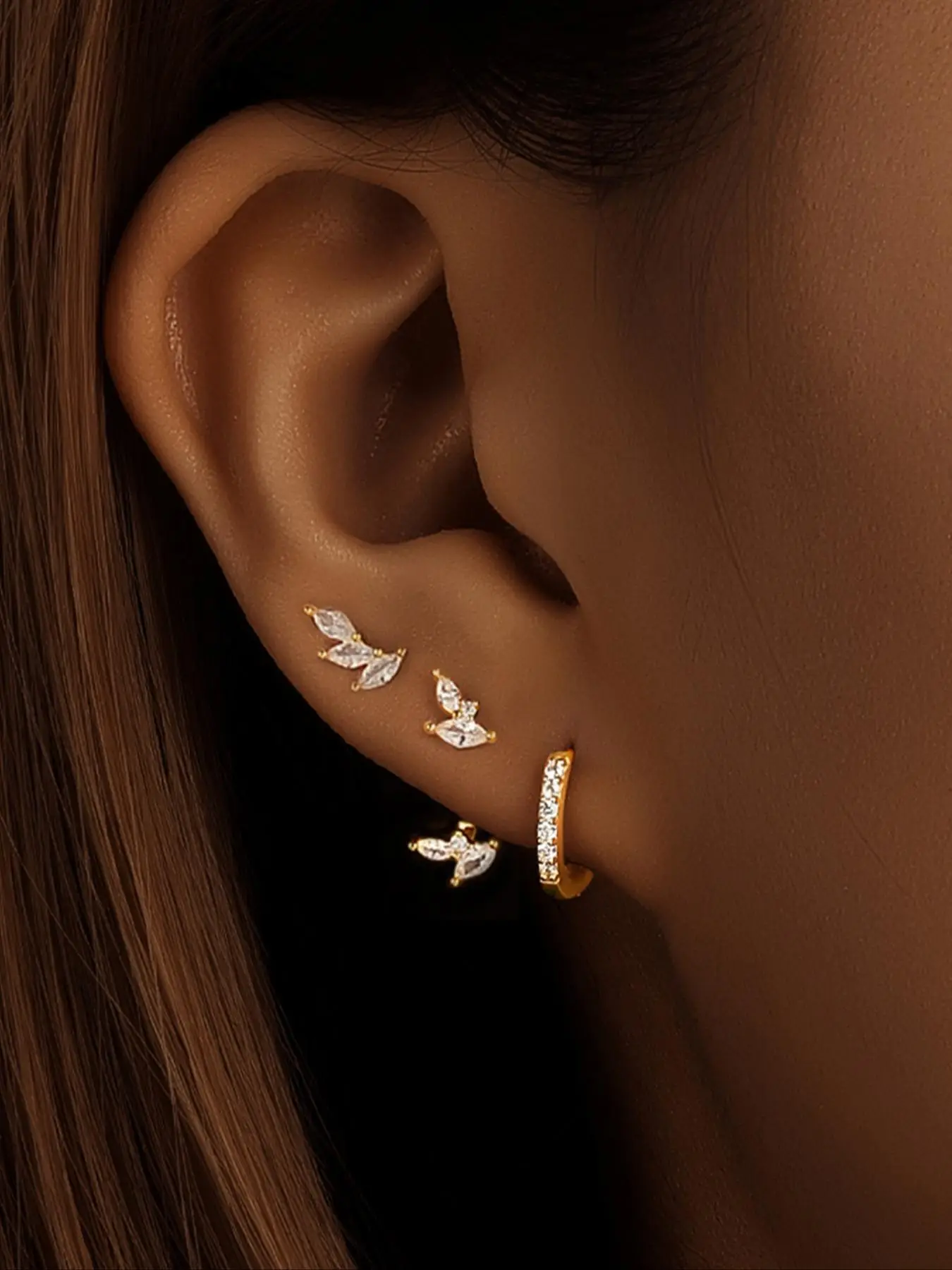 925 Sterling Silver Fashion Leaf Design Earrings Set, Artificial Zircon Decor Earrings, Casual Jewelry for Women, Trendy All-match & Exquisite Pretty