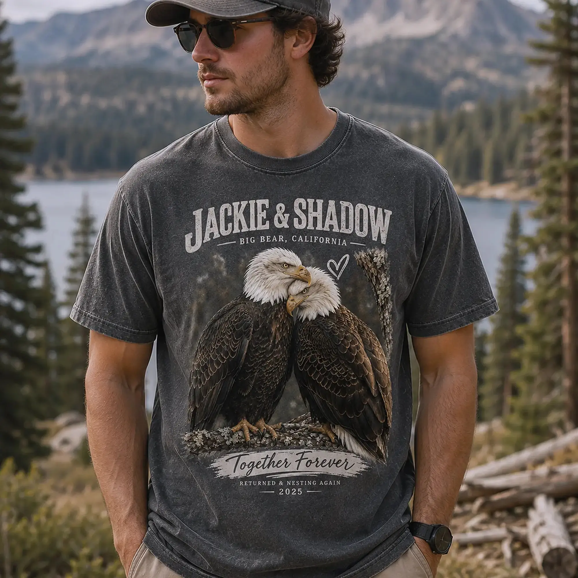 Jackie & Shadow Memorial T-Shirt, Big Bear Lake California Vintage Graphic Tee, Soft-Washed Cotton Casual Shirt, Meaningful Tribute Gift