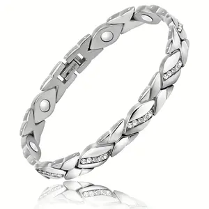Women's Magnetic Bracelet, Equipped with 3500 Gauss Magnets - Adjustable Chain Design, Cubic Synthetic Zirconia Decoration, Elegant Luxury Jewelry, Suitable for Daily Wear and Special Occasions，therapy jewelry，magnetic therapy bracelet