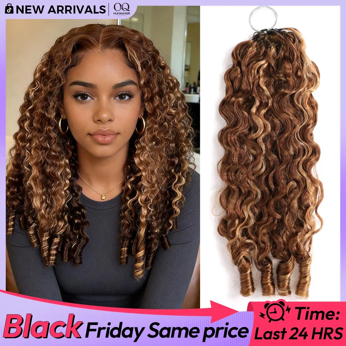 OQ HAIR Highlight 4/27 Burmese Curly Crochet Human Hair With Miracle Knots Boho Braids Time-Saving Wear #tiktokshopstockup #SohoChic