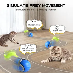 Smart Interactive Toy Balls,Automatic Moving Balls for Cat Touch Motion Rolling Toy Ball,Self Rolling Smart Toy Ball Interactive tToys with Tail cat toys FIFLYPET