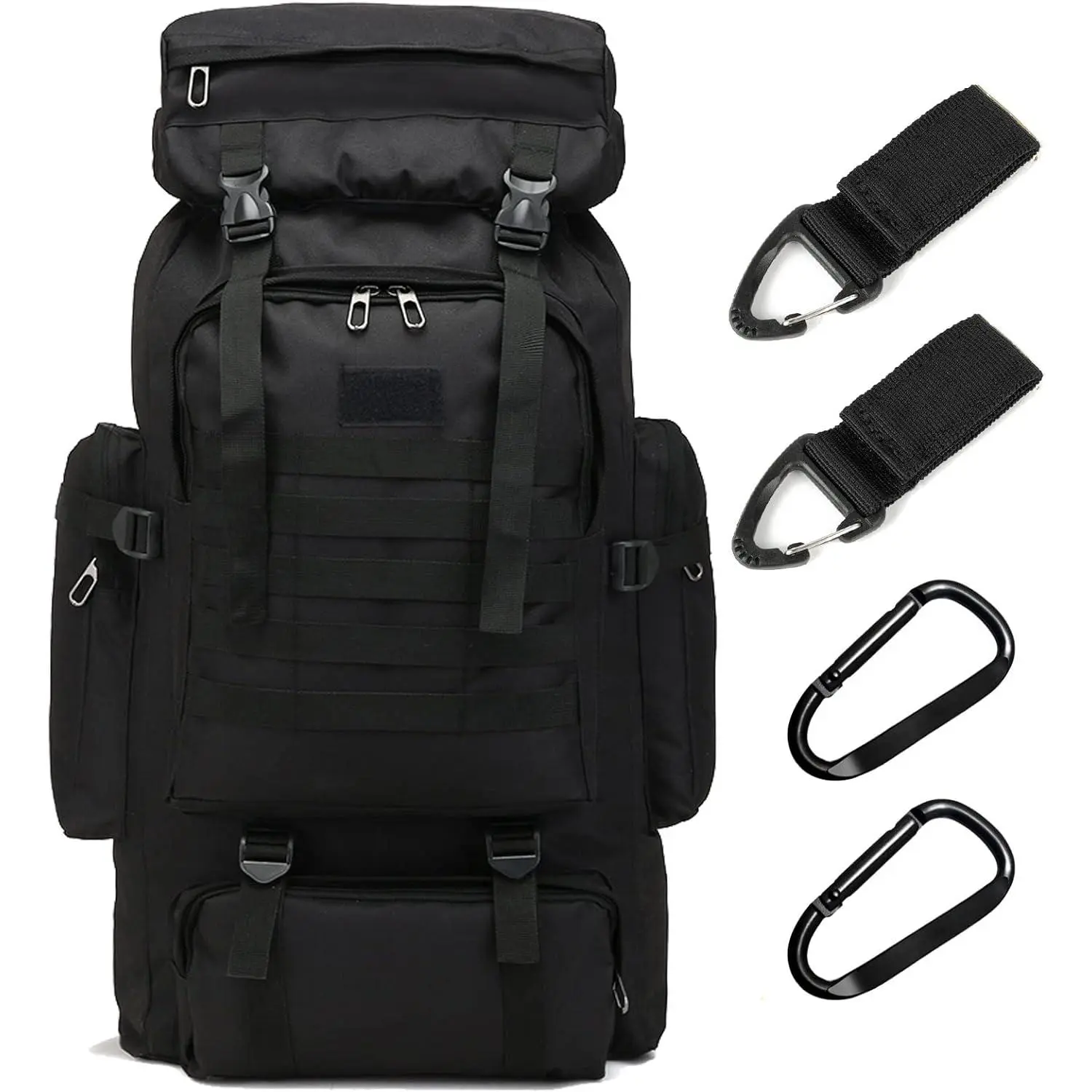 70L Hiking Backpack for Men, Waterproof Lightweight Camping Backpack, Military Rucksack with Molle, 3-Day Assault Pack for Travel, Climbing, Outdoor Sports(Black) bag multifunctional