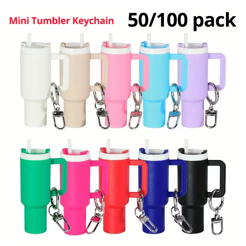 50/100pcs Mini 40oz Tumbler Keychains , Lipstick Storage Box Water Cup Shape, For UV DFT Wraps, Perfect Gift for Others