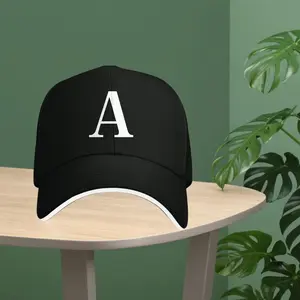 Unisex A-Z Graphic Print Adjustable Baseball Hat, Baseball Cap, Lightweight Polyester, Breathable Black and White Design, Machine Washable, Dry Cleaning Compatible, Portable, Suitable for Outdoor and Casual Wear,summervibes