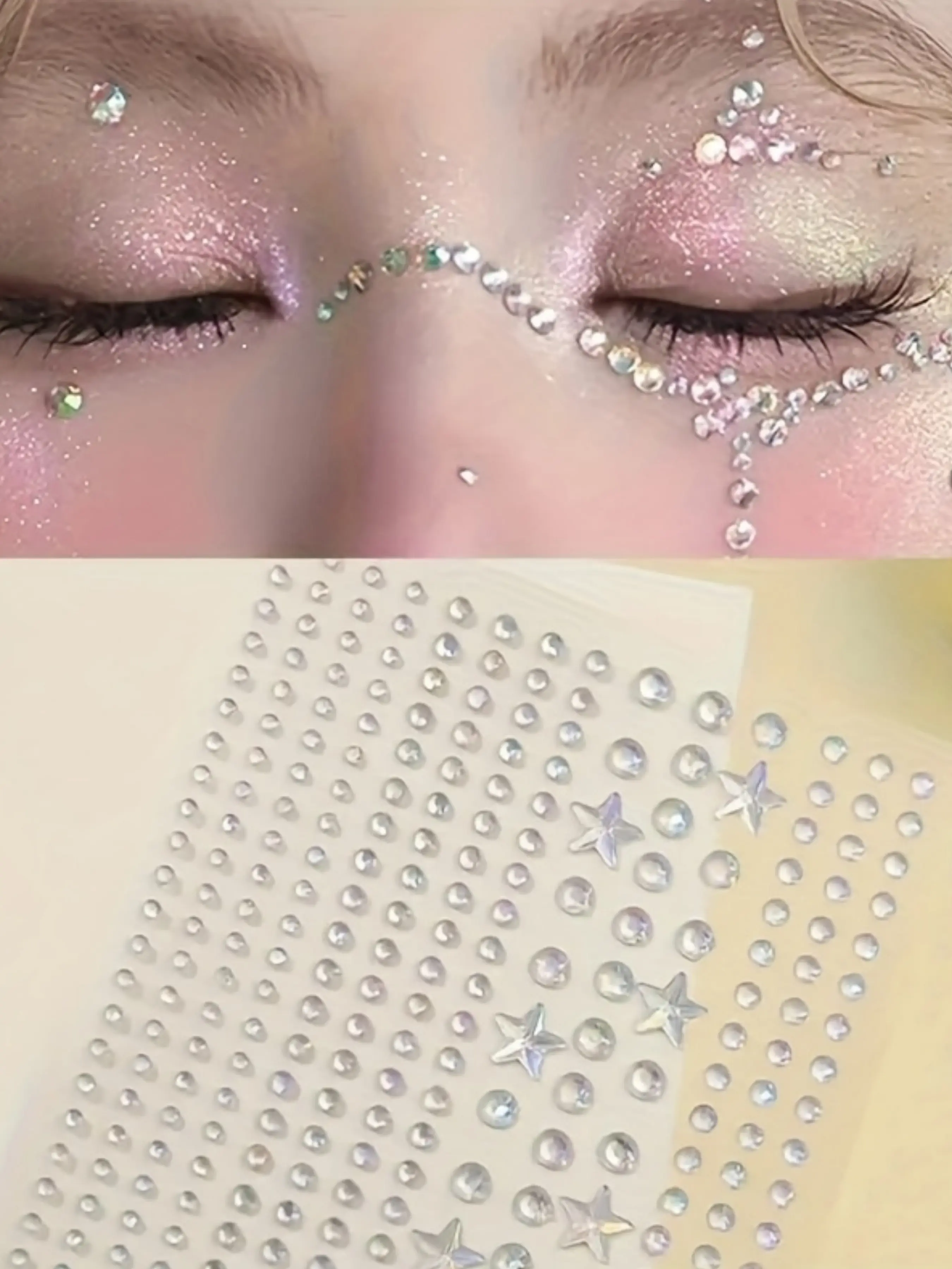 Glossy Star Rhinestone Self-Adhesive Waterproof Fake Lip Nose Ring, Body Belly Button Jewelry, Decorative Crystal Diamond Stickers