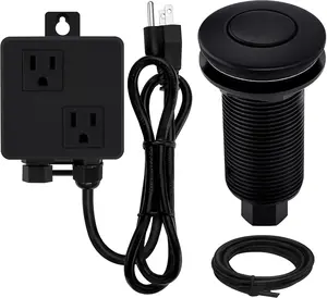 Garbage Disposal Air Switch Kit Sink Top with Long Button,Black(Brass cover)