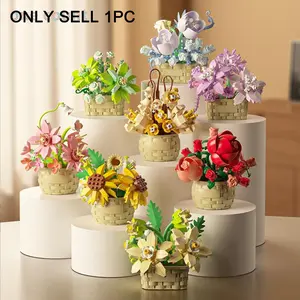 Artificial Flower Building Blocks, 1 Count Creative Flower Building Blocks, DIY Creative Puzzle Building Blocks, Home Decoration Ornaments, Vibrant Faux Flowers, Decoration Items