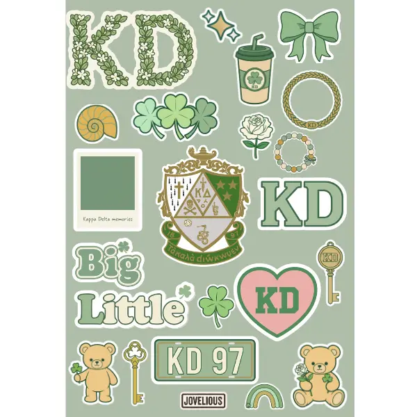 Sorority Sticker Sheet, A5 Matte Vinyl Kiss Cut Stickers, Officially Licensed Greek Life Designs