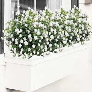 10 Counts UV Resistant Artificial Flowers For Outside, Multicolor Plastic Fake Plants, Ideal for Valentine's Day Garden Porch Window Sill Decor