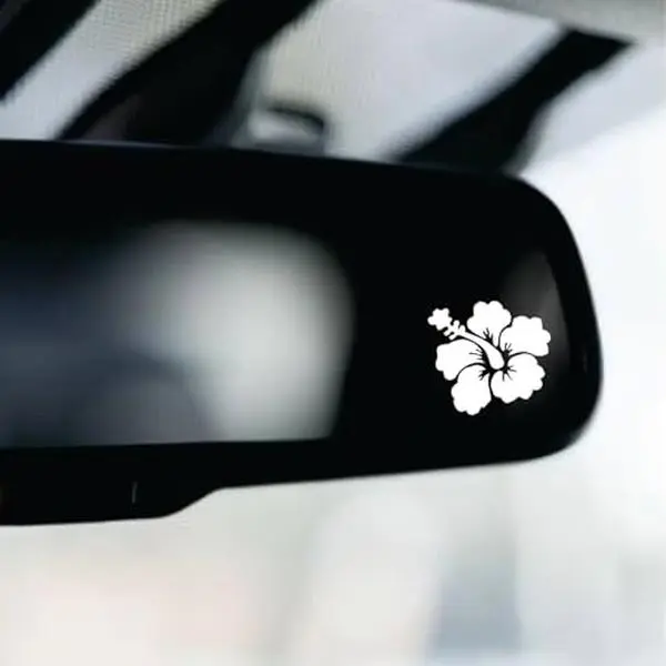 Tiny Hibiscus Flower Car Decal Truck Bumper Sticker Window Windshield Vinyl Sunvisor Rearview Mirror