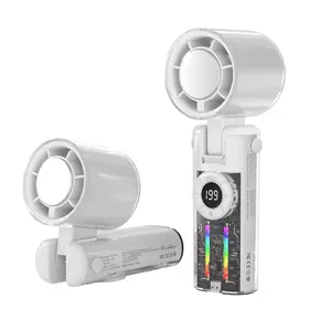 Portable Handheld Turbo Fan, USB-C Rechargeable with LED Display/135Â° Foldable/199 Speed, 5 IN 1 High Speed Hand Fan for Summer, Concerts & Outdoor Use Handheld Cooling Fan