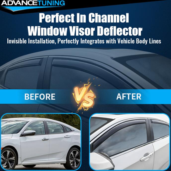 For 14-19 Toyota Highlander Acrylic Window Visors In-Channel Door Deflectors 4PC