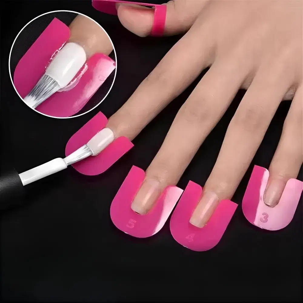 ✨ Reusable Nail Art Anti-Spill Guides｜Gel Nail Polish Anti-Spill Tool Kit｜Professional French Nail Guide Clips｜Beginner-Friendly Diy French Manicure Nail Painting Anti-Spill Tool, Easy to Use, Nail Art Tools