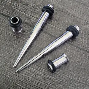 Pair Steel Tapers and Tunnels Ear Stretching Kit Gauges Gauging Plugs 1g 9mm 7/16 1/2 9/16 5/8  in between 14g 12g 10g 8g 6g 4g 2g 0g 00g