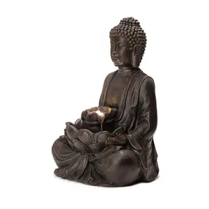 Glitzhome 28" Zen Style Meditating Buddha Statue LED Fountain