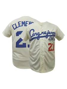 Men's #21 Clemente Baseball Jersey,Name and Number Embroidery Casual Loose-Fitting Baseball Shirt,V-Neck Short Sleeve Baseball Tee, Breathable Design for Outdoor Sports & Training, All Season Wear, Jersey Top