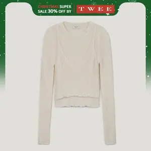 [TWEE] Conel Layered Crop Long-Sleeve Knit