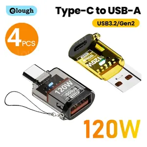 Elough USB 3.2 Adapter USB A To Type C Fast Charging Connector For iPhone 15 16 Macbook OTG Type C Male To USB Female Adaptador