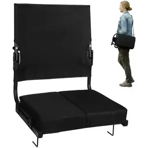 Stadium Seats for Bleachers with Back Support Wide, Portable Bleacher Chairs with Highest Back and Thick Cushion, Folding Padded Stadium Chair for Adults at Sports Events and Concerts. (Black)