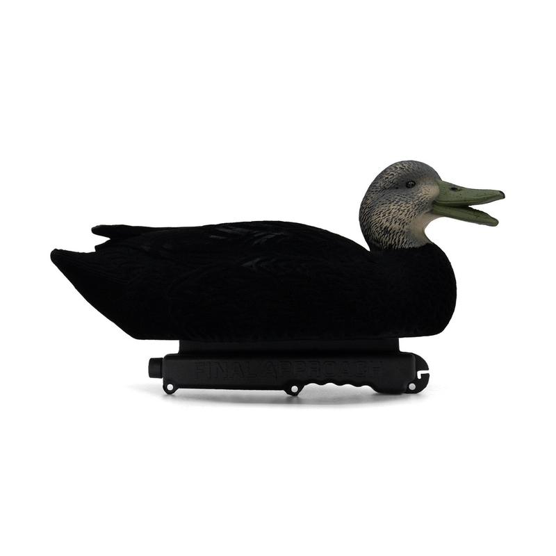 Final Approach LIVE Flocked Black Duck Decoys, 6 Pack