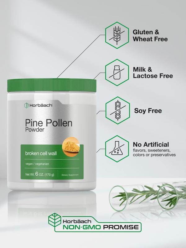 Horbäach Pine Pollen Powder | 6 Ounce | Nature's Superfood | Non-GMO, Vegetarian, Gluten Free Supplement