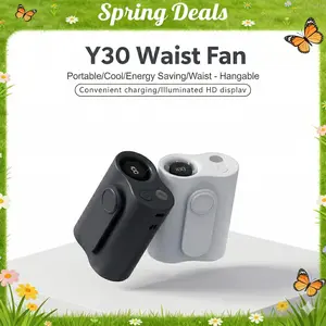 [Spring Deals] Coucur 2026 Portable Turbo Waist Fan with LED Display 100 Adjustable Wind Speeds USB Rechargeable Personal Cooling Fan for Neck Collar Waist Outdoor Hiking Travel