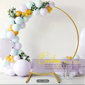 1 Set, Round Backdrop Stand, Stable Balloon Arch Stand, Metal Wedding Arch Backdrop Stand Circle Backdrop Stand Frame For Wedding, Birthday Party, Baby Shower Decoration(6.5ft Golden)