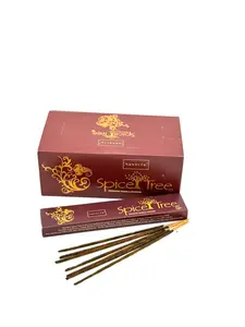 Nandita Spice Tree Incense Sticks 15g * 12 Packs Sandalwood Bakhoor Aroma Fragrance Set for Mother Prop Room Scented Perfume Freshener Eco-Friendly Non-Chemical Ingredients Made in India