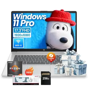 HP 17-inch Laptop for Business and Student -  up to 32GB RAM, 512GB SSD, AMD Ryzen 5 7430U, Windows 11 Pro, Wi-Fi 6, Fast Charge, 17.3” FHD Anti-Glare Display,Bundle Accessory