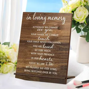 Wedding Memorial Wooden Desktop Ornament Set, in Loving Memory Theme Vows, Anniversary Decoration, Wedding Reunion Table Card