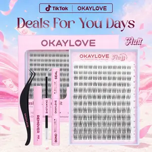 OKAYLOVE Invisible Band Lash Clusters Kit, 8-16MM Natural Wispy Cluster Lashes with 1-2 Weeks Long-lasting Lash Bond and Seal, Tweezers and Remover DIY at Home Easily for Natural  Clean Girls Makeup Gifts DealsForYouDays