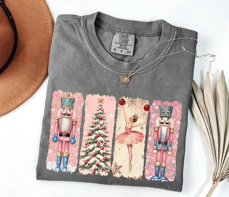 Comfort Colors Nutcracker Christmas Shirt, Women's Holiday Tee, Watercolor Holiday Shirt, Holiday Party Gift, Festive Christmas Shirt