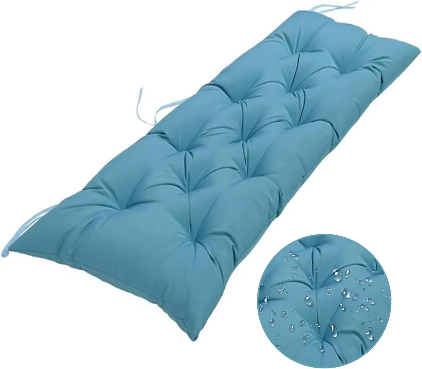 1 count Outdoor Bench Cushions,  Tufted Overstuffed U-Shaped Bench Cushion Thicken Porch Swing Cushions with Ties for Swing Loveseat Patio Funiture, 40" x 20", Teal