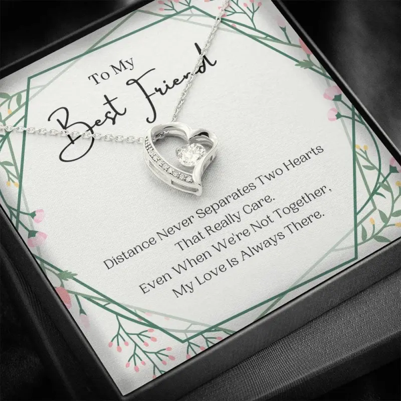 Heart Pendant Necklace, Distance Never Separates, Birthday For Friend, To My Best Friend Necklace, Present For Friend, Ideas For