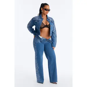 Out West Embellished Straight Leg Jeans - Dark Wash