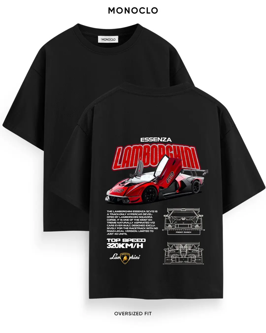 Lamborghini Essenza Car Graphic T-Shirt, Supercar Streetwear Tee, Racing Fan Shirt