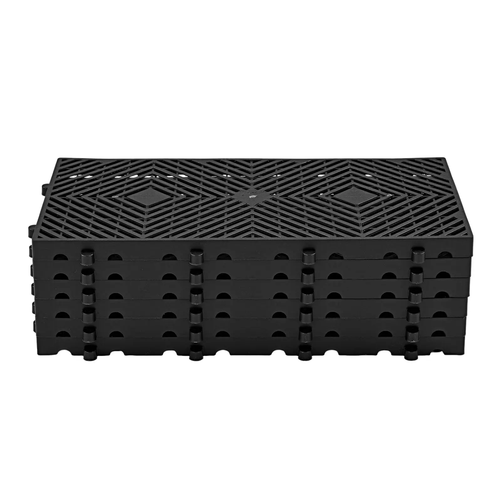 Plastic Pallets, 6 Pcs Plastic Pallets for Basement Storage, Nestable Lightweight Waterproof Storage Pad with Breathable Grid for Indoor Outdoor Supermarket Warehouse, 23.6"x11.8"x1.2", Black