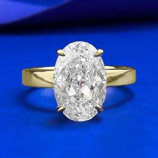 S925 Sterling Silver Ice Flower Cut Elonggate Oval Synthetic Moissanite Ring 8*12mm 4 Carats Ring-142